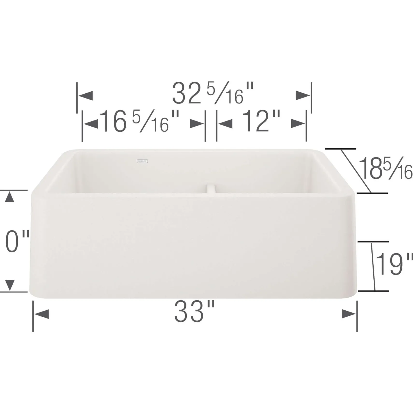 Blanco Ikon 33" Granite Composite Farmhouse Sink, Silgranit, 60/40 Double Bowl, White, 402324
