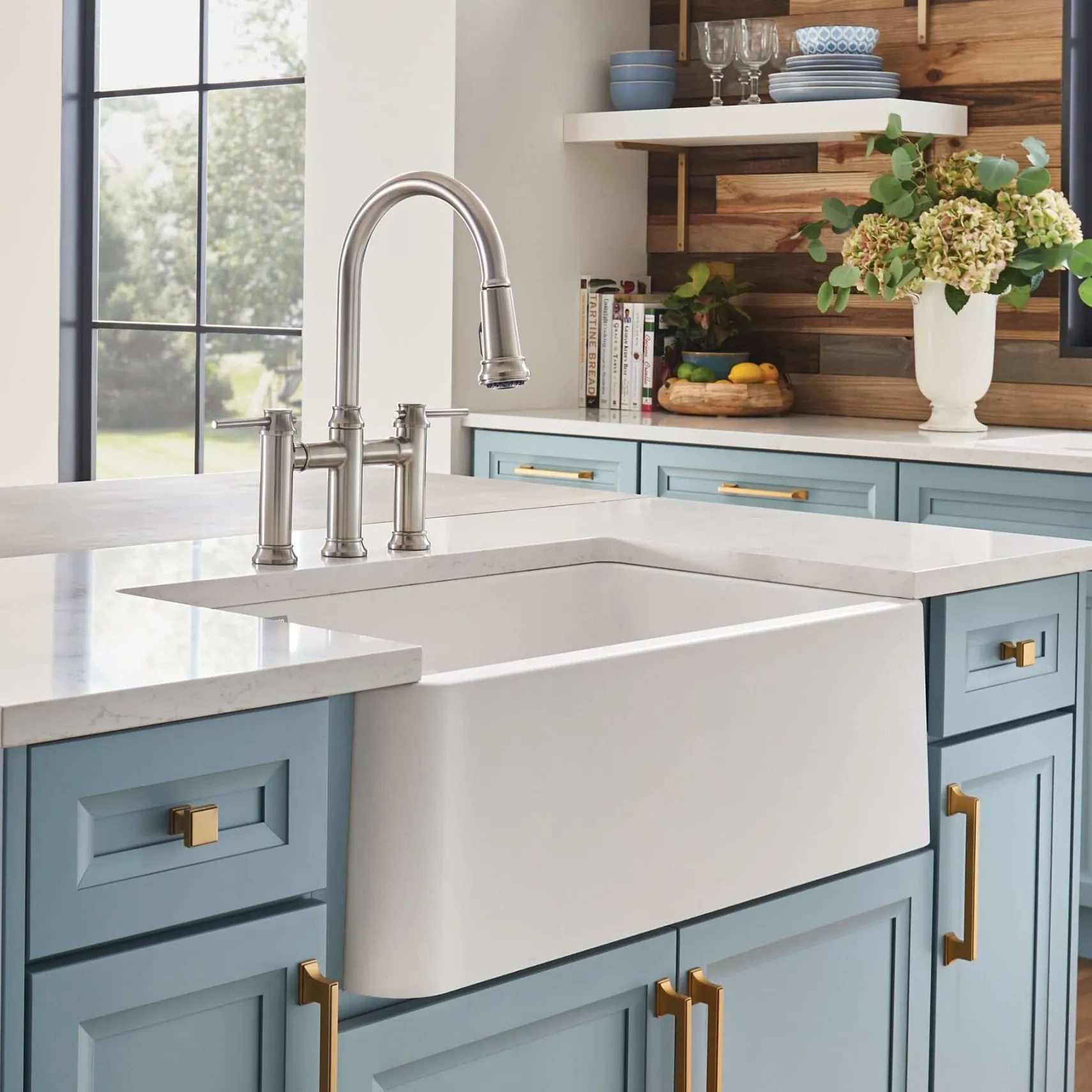 Blanco Ikon 33" Granite Composite Farmhouse Sink, Silgranit, 60/40 Double Bowl, White, 402324