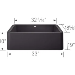 Blanco Ikon 33" Granite Composite Farmhouse Sink, Silgranit, Anthracite, 401895