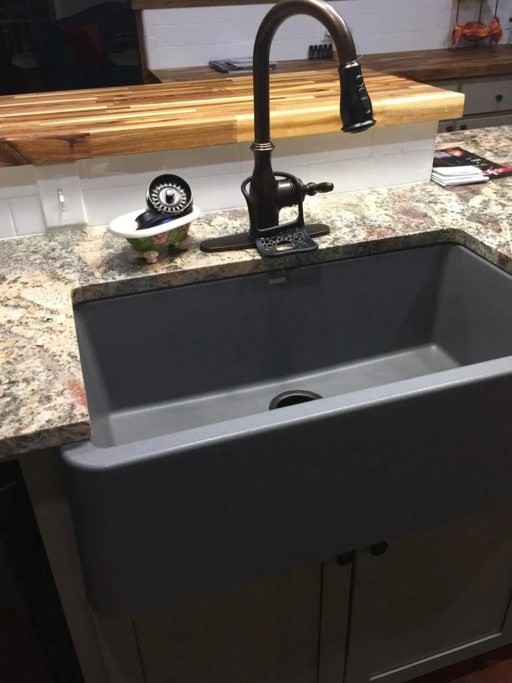 Blanco Ikon 33" Granite Composite Farmhouse Sink, Silgranit, Anthracite, 401895
