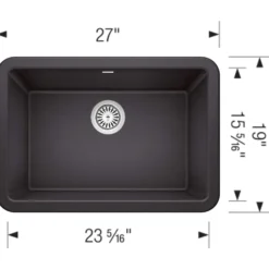 Blanco Ikon 27" Granite Composite Farmhouse Sink, Silgranit, Anthracite, 402311