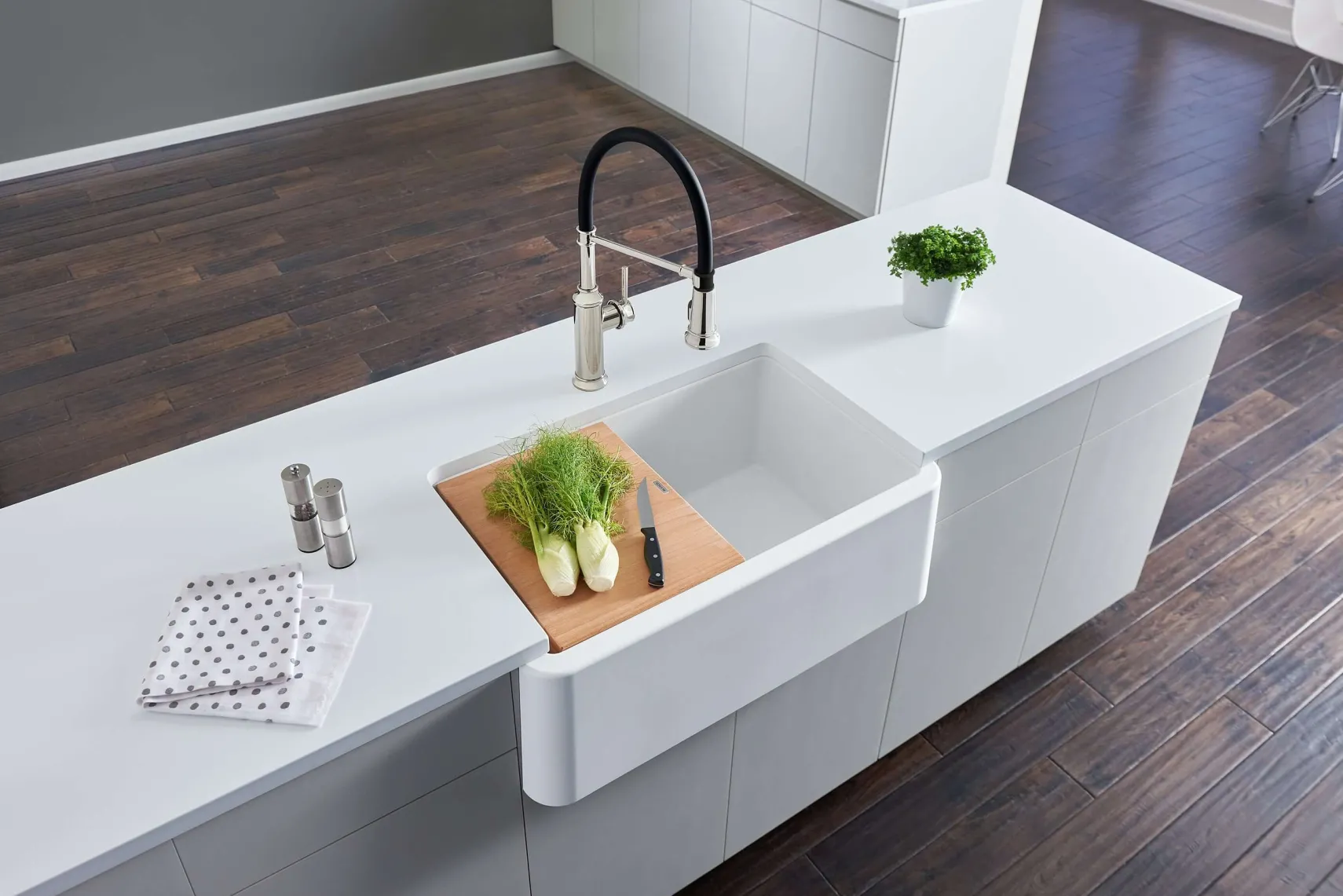 Blanco Ikon 30" Granite Composite Farmhouse Sink, Silgranit, White, 401734
