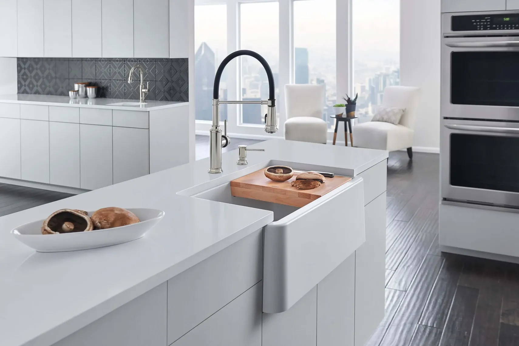 Blanco Ikon 30" Granite Composite Farmhouse Sink, Silgranit, White, 401734