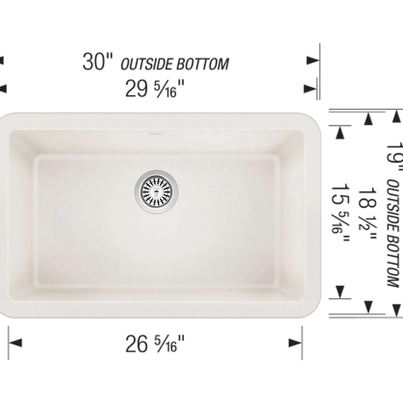 Blanco Ikon 30" Granite Composite Farmhouse Sink, Silgranit, White, 401734