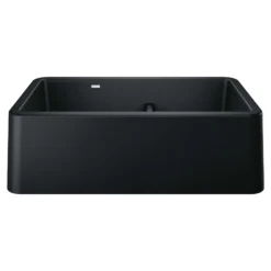 Blanco Ikon 33" Granite Composite Farmhouse Sink, Silgranit, 60/40 Double Bowl, Coal Black, 402525
