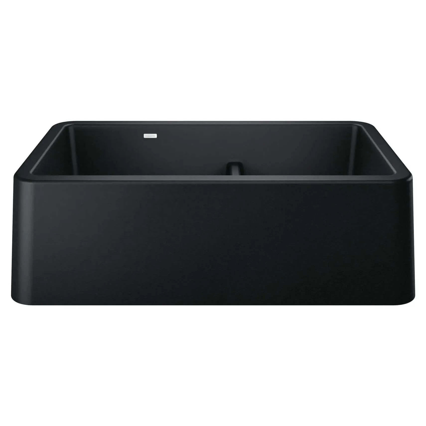 Blanco Ikon 33" Granite Composite Farmhouse Sink, Silgranit, 60/40 Double Bowl, Coal Black, 402525