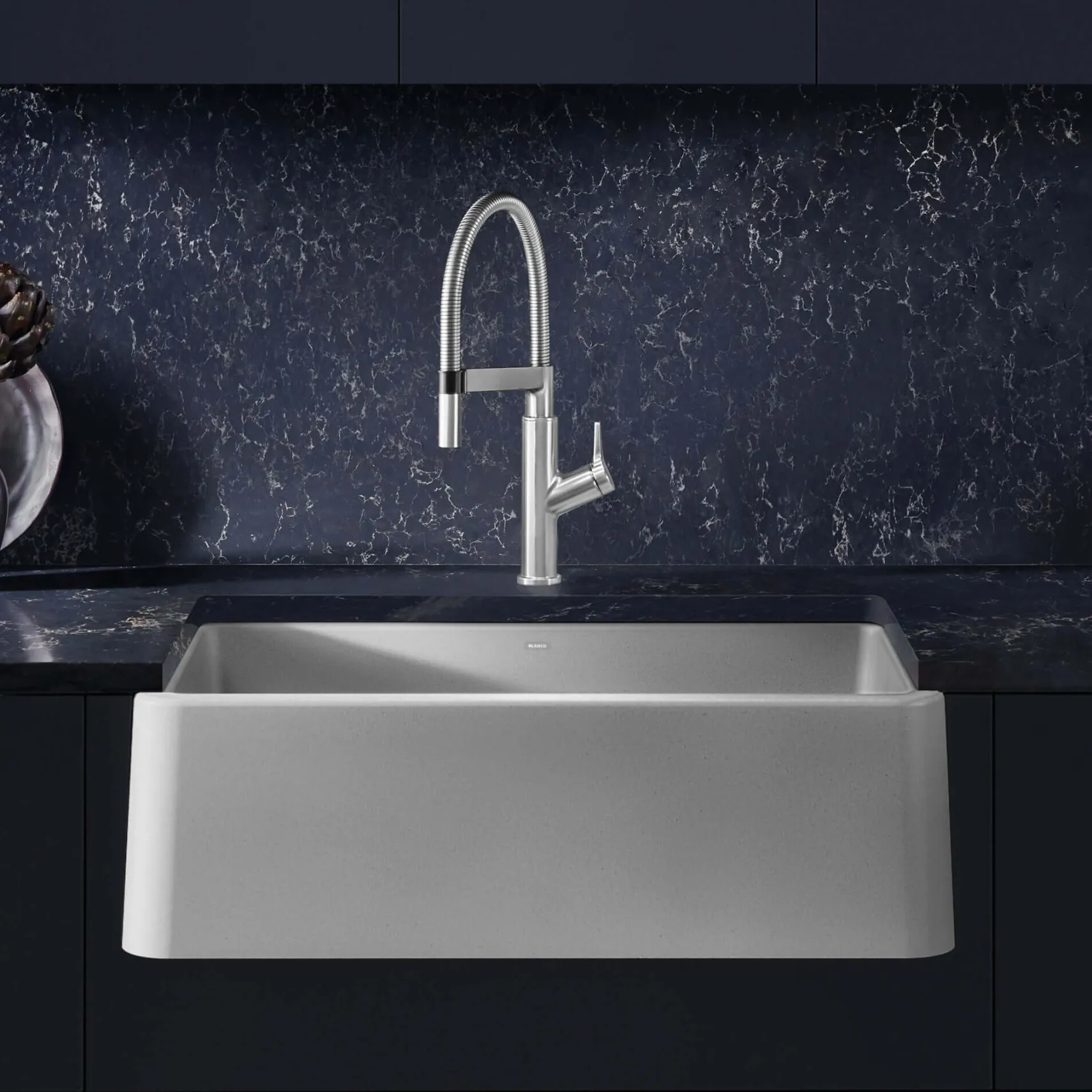 Blanco Ikon 33" Granite Composite Farmhouse Sink, Silgranit, Concrete Gray, 402320