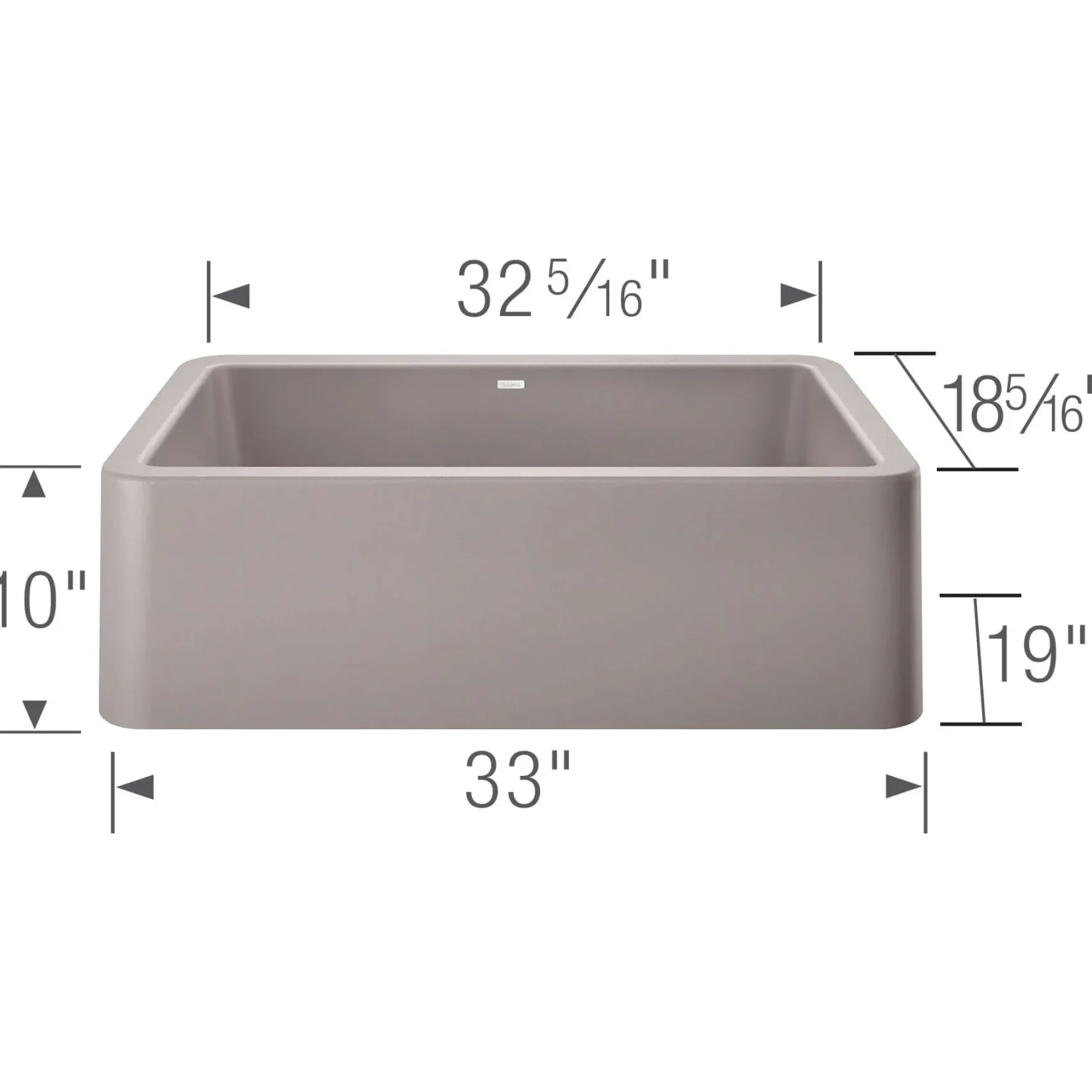Blanco Ikon 33" Granite Composite Farmhouse Sink, Silgranit, Concrete Gray, 402320