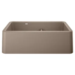Blanco Ikon 33" Granite Composite Farmhouse Sink, Silgranit, 60/40 Double Bowl, Truffle, 402329