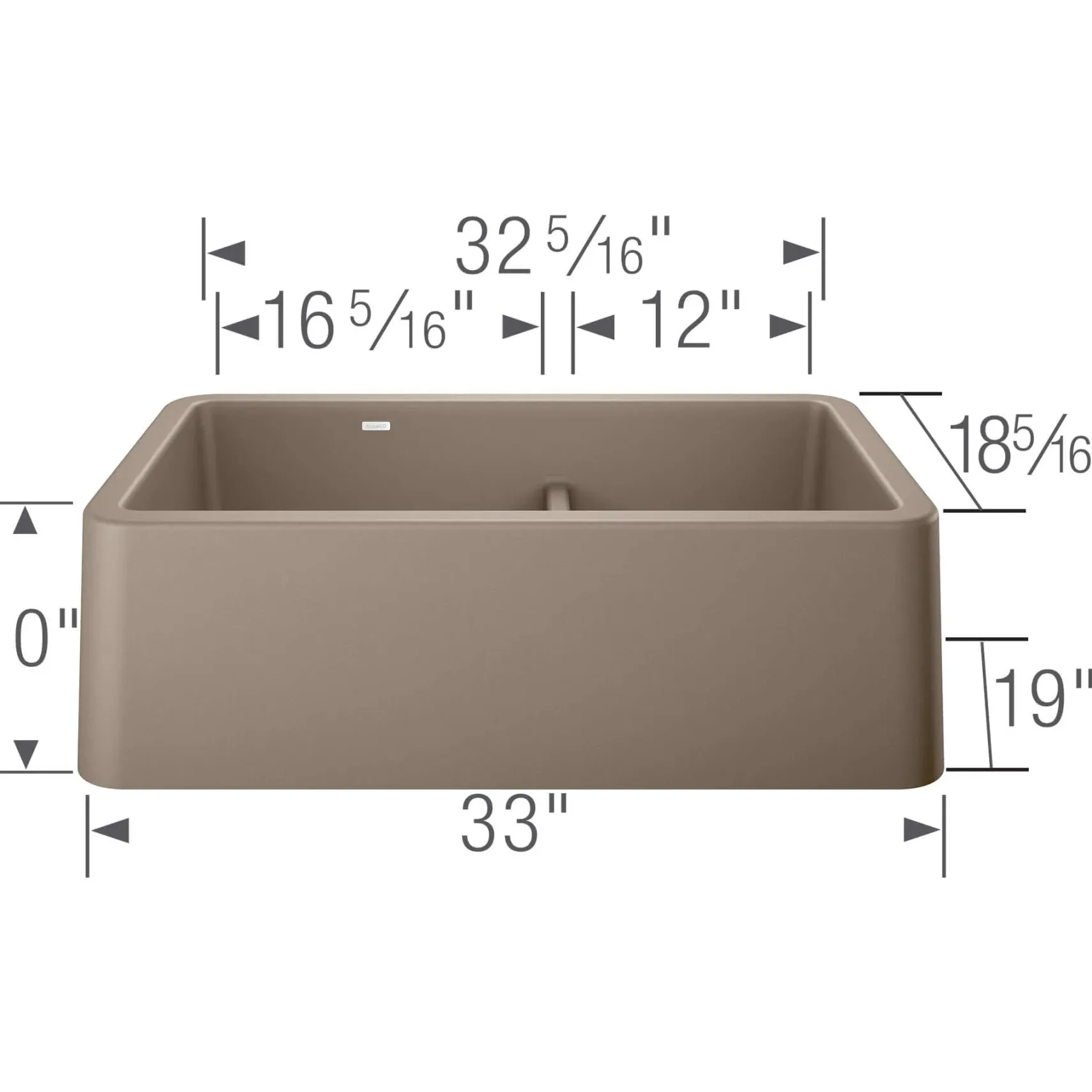 Blanco Ikon 33" Granite Composite Farmhouse Sink, Silgranit, 60/40 Double Bowl, Truffle, 402329