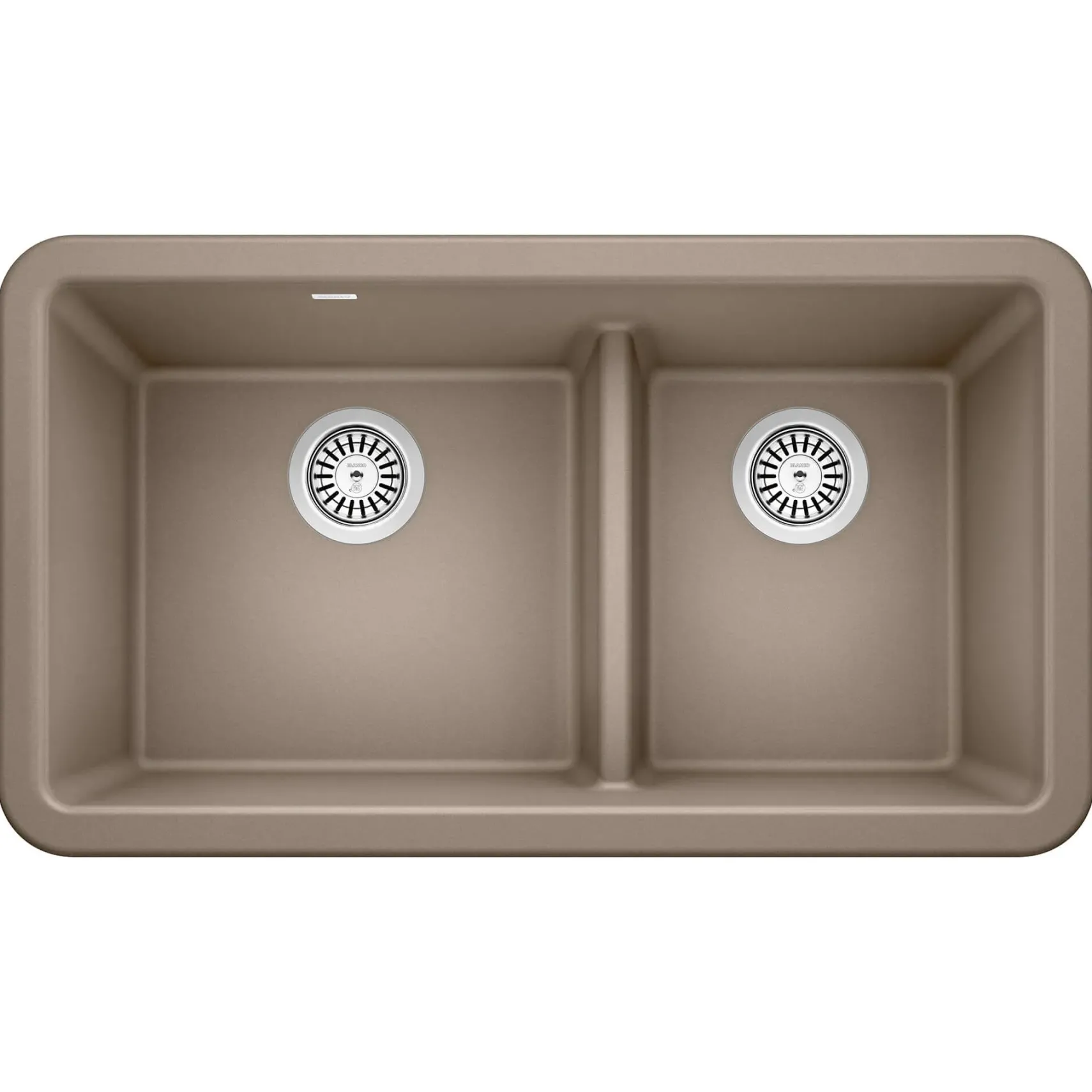 Blanco Ikon 33" Granite Composite Farmhouse Sink, Silgranit, 60/40 Double Bowl, Truffle, 402329