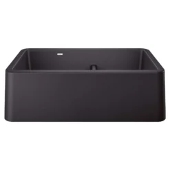 Blanco Ikon 33" Granite Composite Farmhouse Sink, Silgranit, 60/40 Double Bowl, Anthracite, 402322