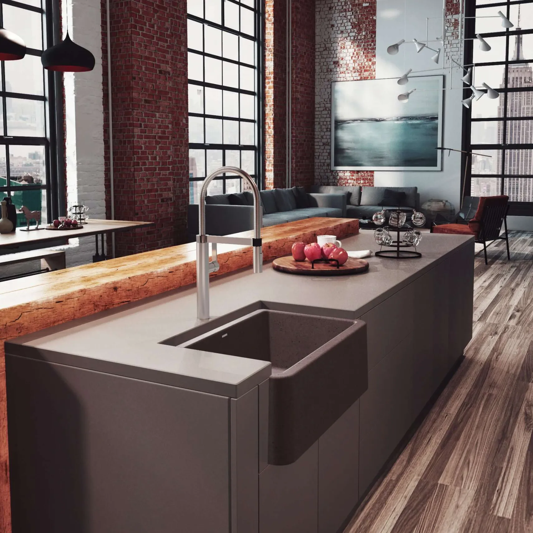 Blanco Ikon 30" Granite Composite Farmhouse Sink, Silgranit, Cafe, 401733