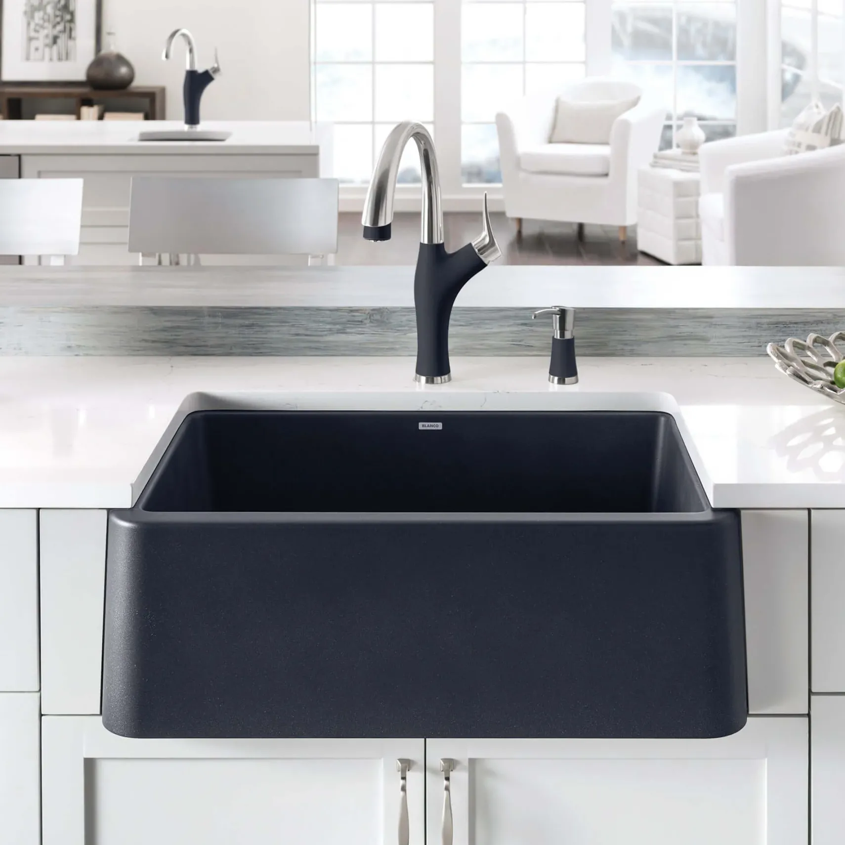 Blanco Ikon 30" Granite Composite Farmhouse Sink, Silgranit, Anthracite, 401732