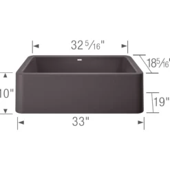 Blanco Ikon 33" Granite Composite Farmhouse Sink, Silgranit, Cinder, 401985