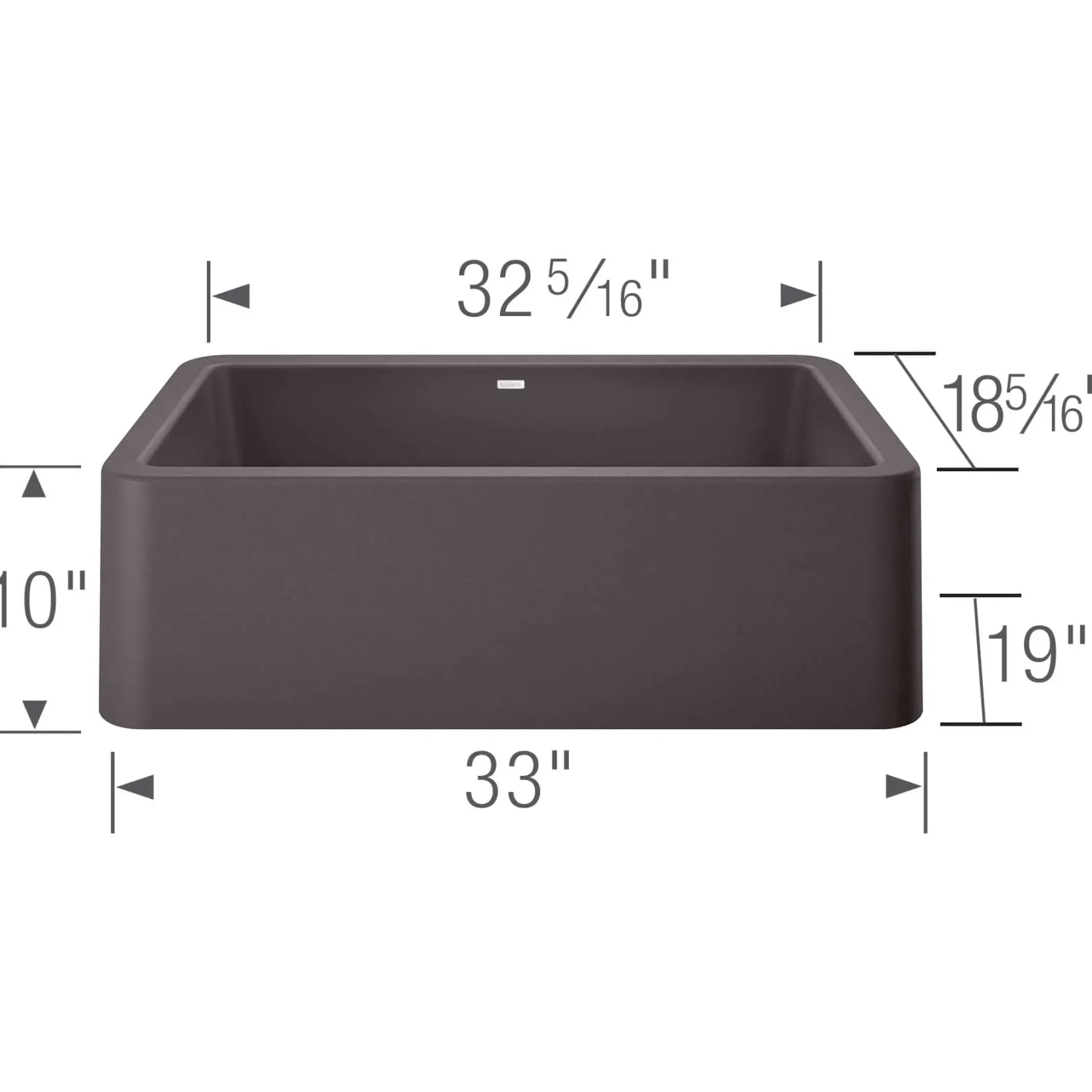 Blanco Ikon 33" Granite Composite Farmhouse Sink, Silgranit, Cinder, 401985