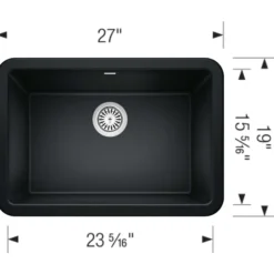 Blanco Ikon 27" Granite Composite Farmhouse Sink, Silgranit, Coal Black, 402531