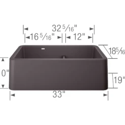 Blanco Ikon 33" Granite Composite Farmhouse Sink, Silgranit, 60/40 Double Bowl, Cinder, 402326
