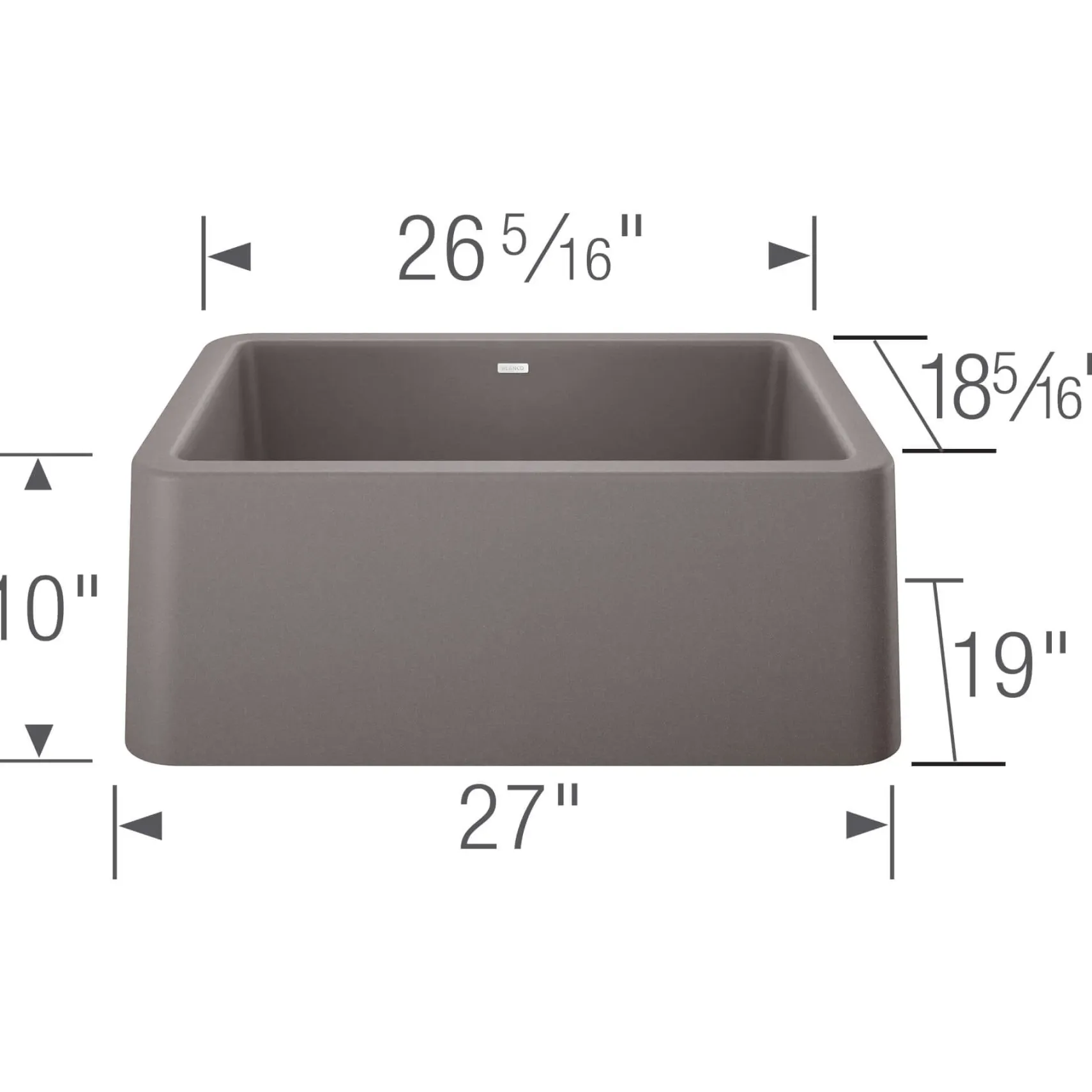 Blanco Ikon 27" Granite Composite Farmhouse Sink, Silgranit, Metallic Gray, 402314