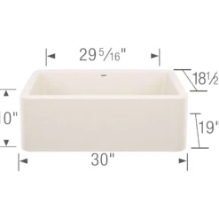 Blanco Ikon 30" Silgranit Farmhouse Sink, Soft White, No Faucet Hole, 443076