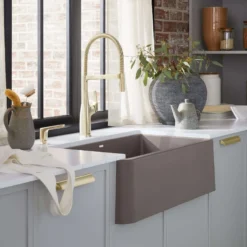 Blanco Ikon 33" Silgranit Farmhouse Sink, Volcano Gray, No Faucet Hole, 443114