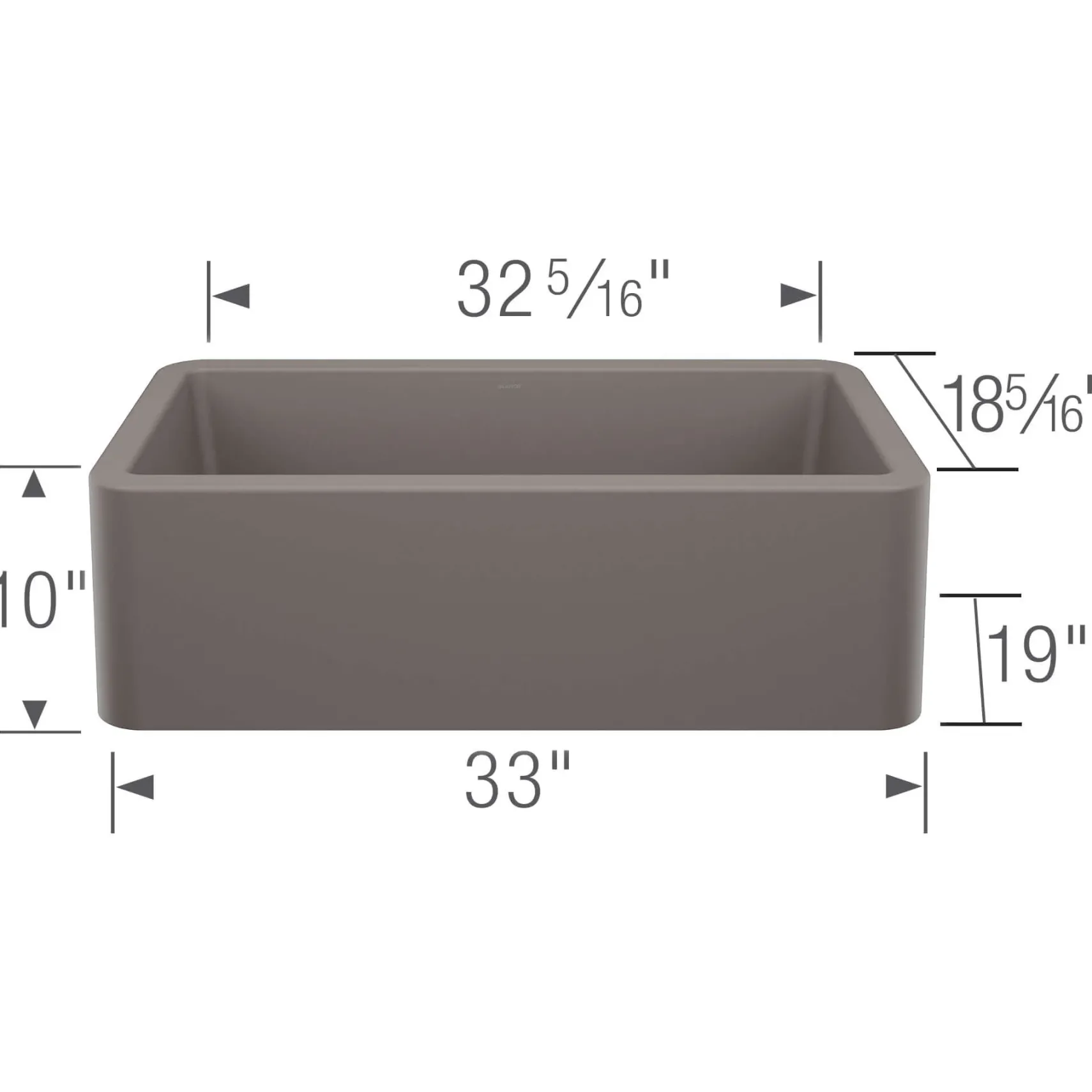 Blanco Ikon 33" Silgranit Farmhouse Sink, Volcano Gray, No Faucet Hole, 443114