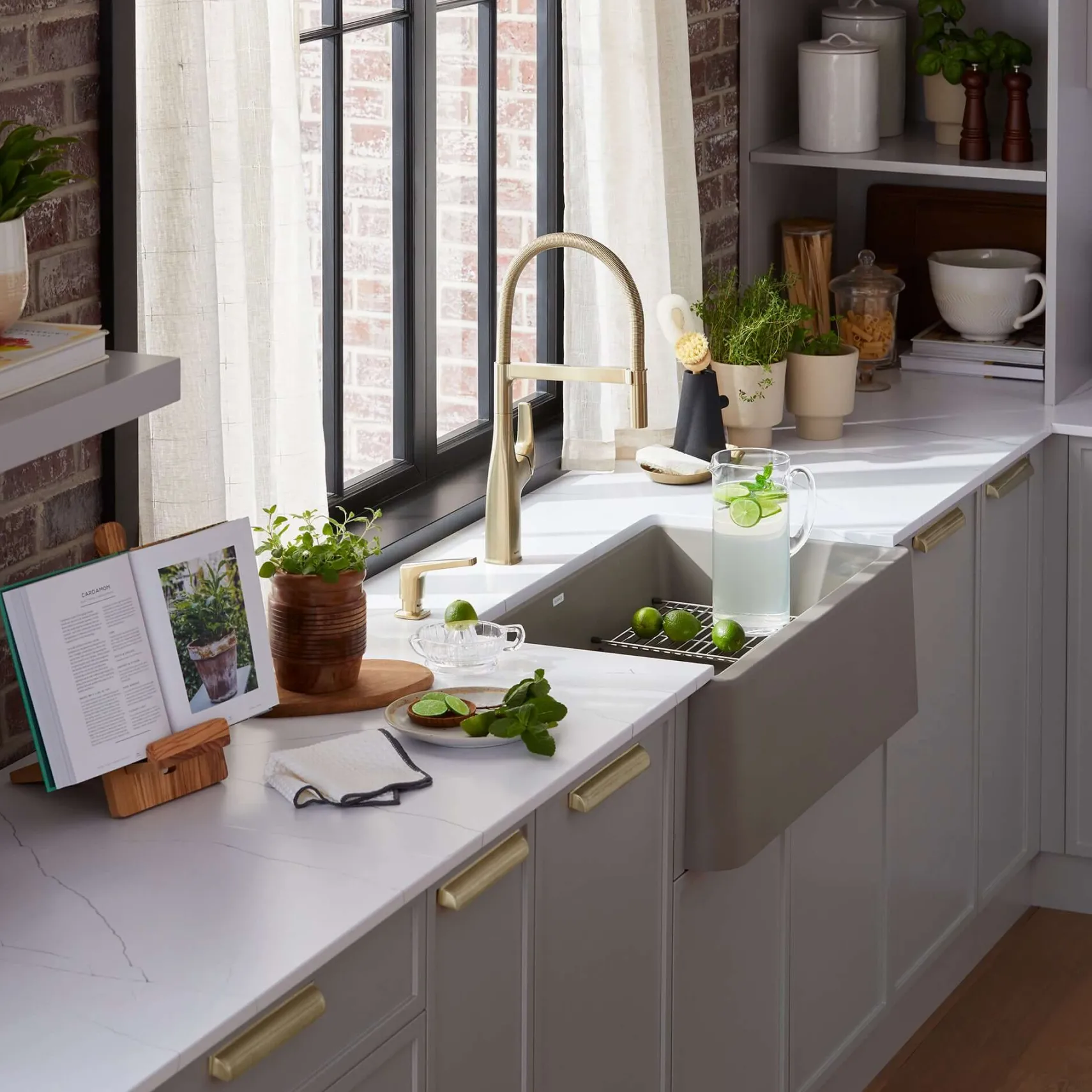 Blanco Ikon 33" Silgranit Farmhouse Sink, Volcano Gray, No Faucet Hole, 443114