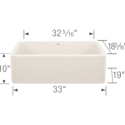 Blanco Ikon 33" Silgranit Farmhouse Sink, Soft White, No Faucet Hole, 443077