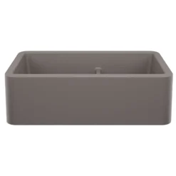 Blanco Ikon 33" Silgranit Farmhouse Sink, 60/40 Double Bowl, Volcano Gray, No Faucet Hole, 443115