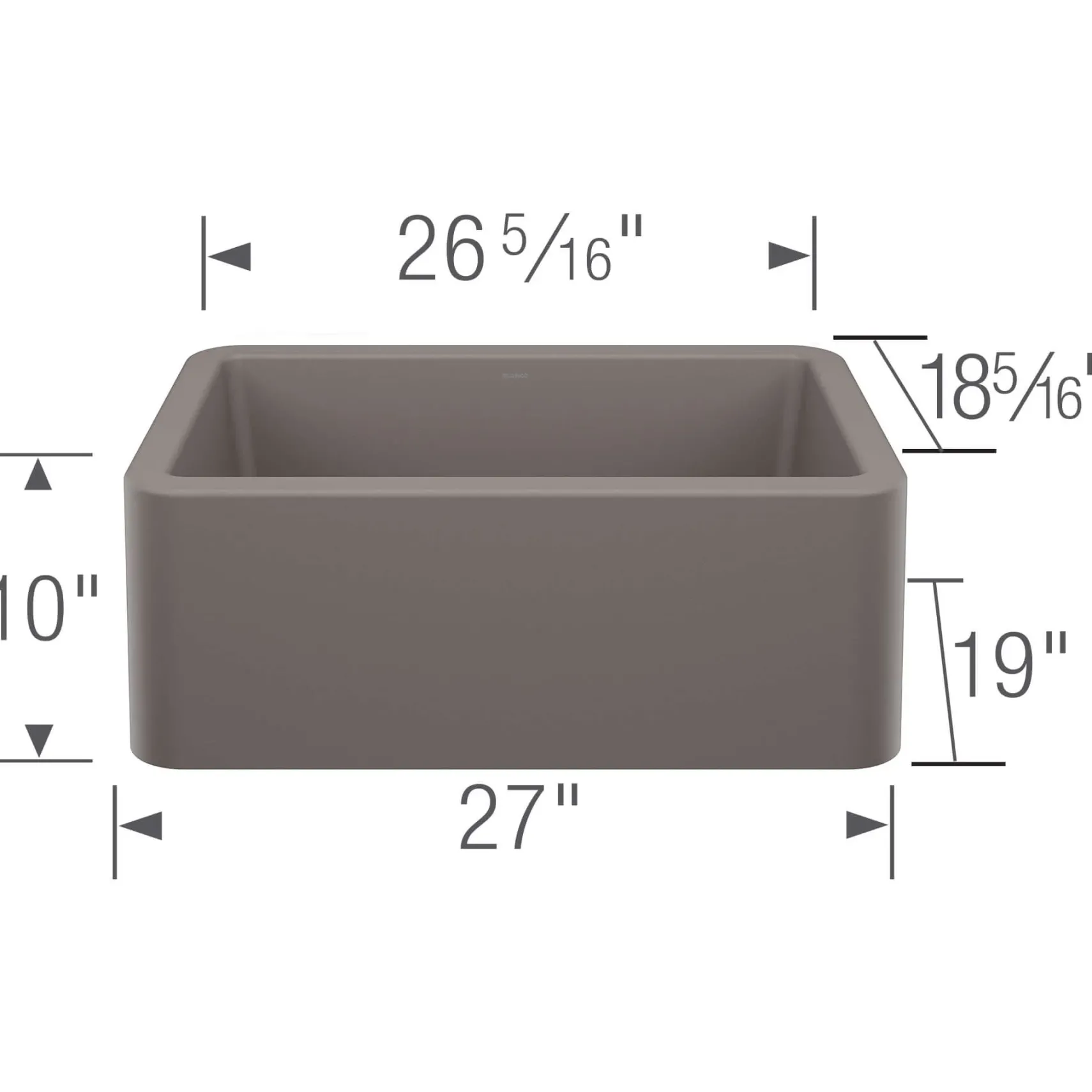 Blanco Ikon 27" Silgranit Farmhouse Sink, Volcano Gray, No Faucet Hole, 443112