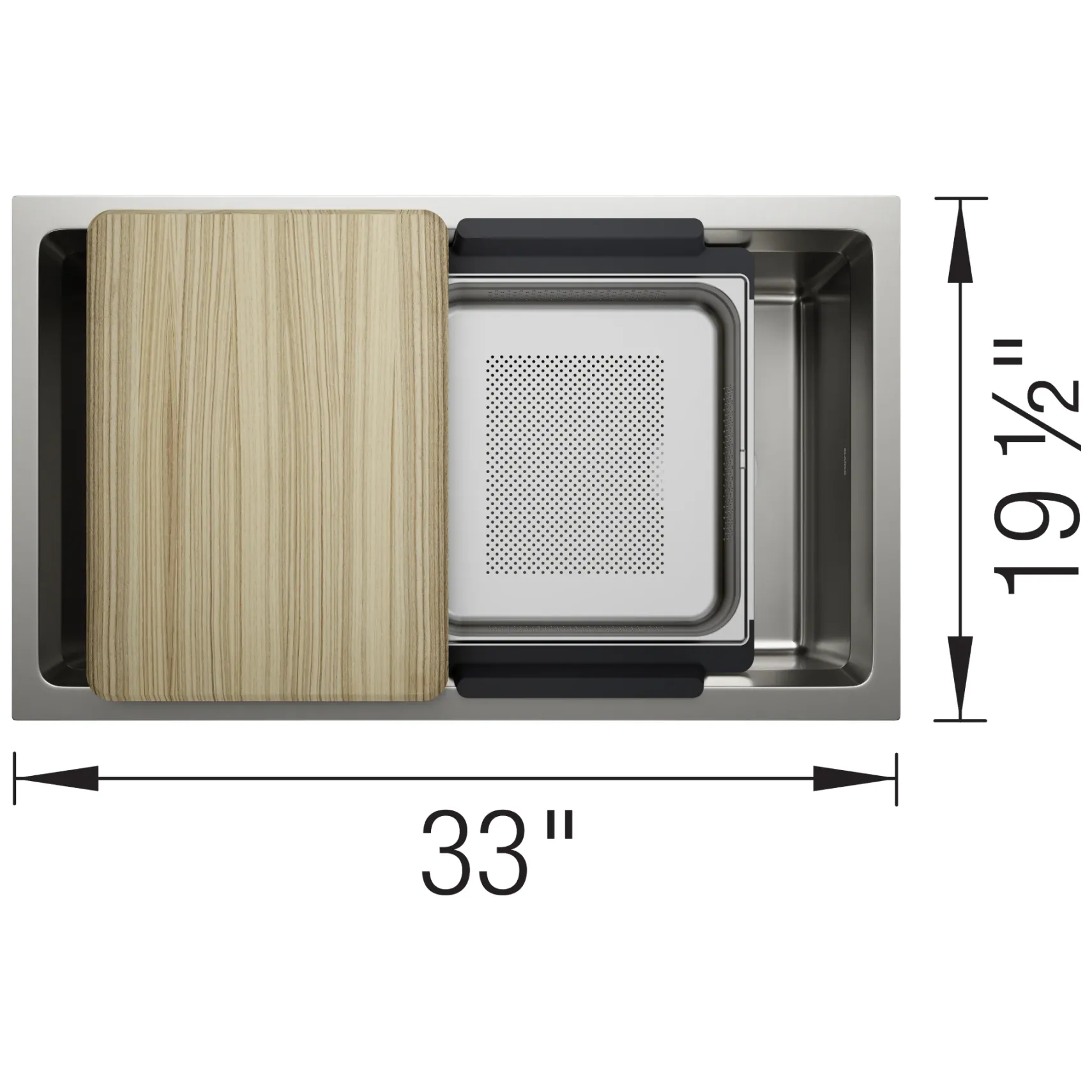 Blanco Inteos 33" Undermount Stainless Steel Workstation Kitchen Sink, Satin Polish, 18 Gauge, No Faucet Hole, 443300