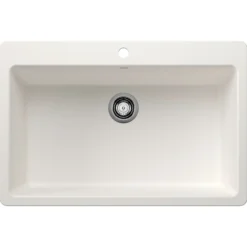 Blanco Liven 33" Dual Mount Silgranit Kitchen Sink, White, 1 Faucet Hole, 443197