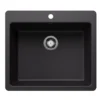 Blanco Liven 25" Dual Mount Silgranit Kitchen Sink, Coal Black, 1 Faucet Hole, 443218