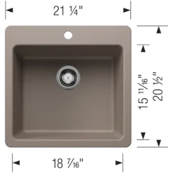 Blanco Liven 21" Dual Mount Silgranit Kitchen Sink, Truffle, 1 Faucet Hole, 443230