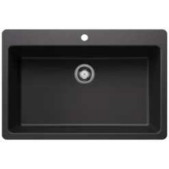 Blanco Liven 33" Dual Mount Silgranit Kitchen Sink, Anthracite, 1 Faucet Hole, 443195