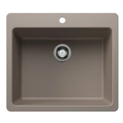 Blanco Liven 25" Dual Mount Silgranit Kitchen Sink, Truffle, 1 Faucet Hole, 443222