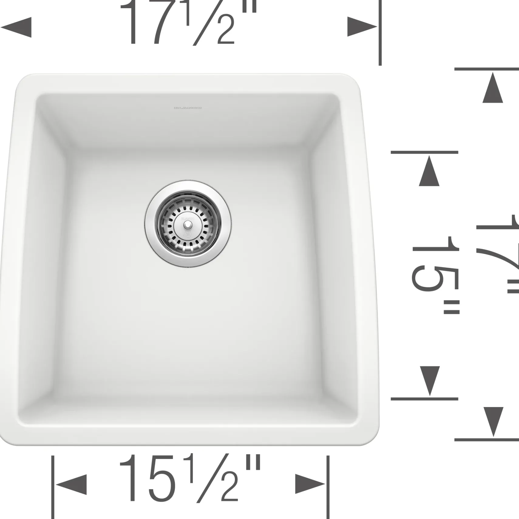 Blanco Performa 18" Rectangle Granite Composite Bar/Prep Sink, Silgranit, White, 440081