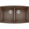 Blanco Performa 33" Undermount Granite Composite Kitchen Sink, Silgranit, 50/50 Double Bowl, Cafe, 440068