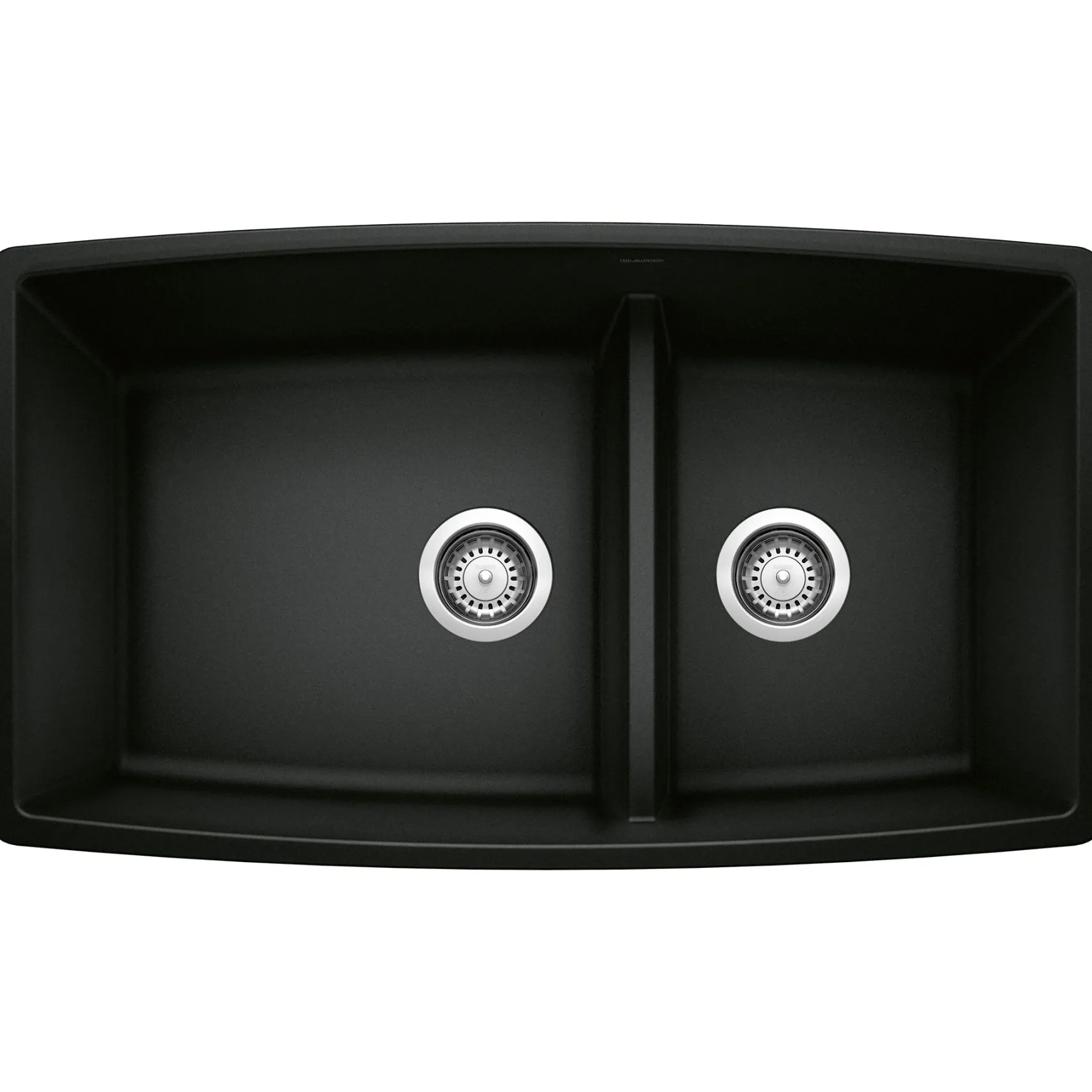 Blanco Performa 33" Undermount Granite Composite Kitchen Sink, Silgranit, 60/40 Double Bowl, Coal Black, 442939
