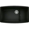 Blanco Performa 32" Undermount Granite Composite Kitchen Sink with Accessories, Silgranit, Coal Black, 442936