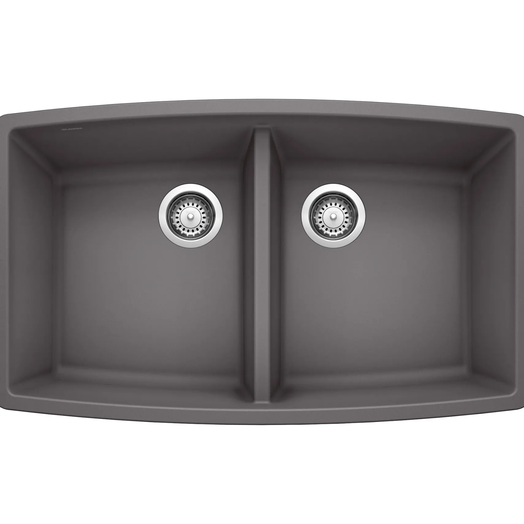Blanco Performa 33" Undermount Granite Composite Kitchen Sink, Silgranit, 50/50 Double Bowl, Cinder, 441473