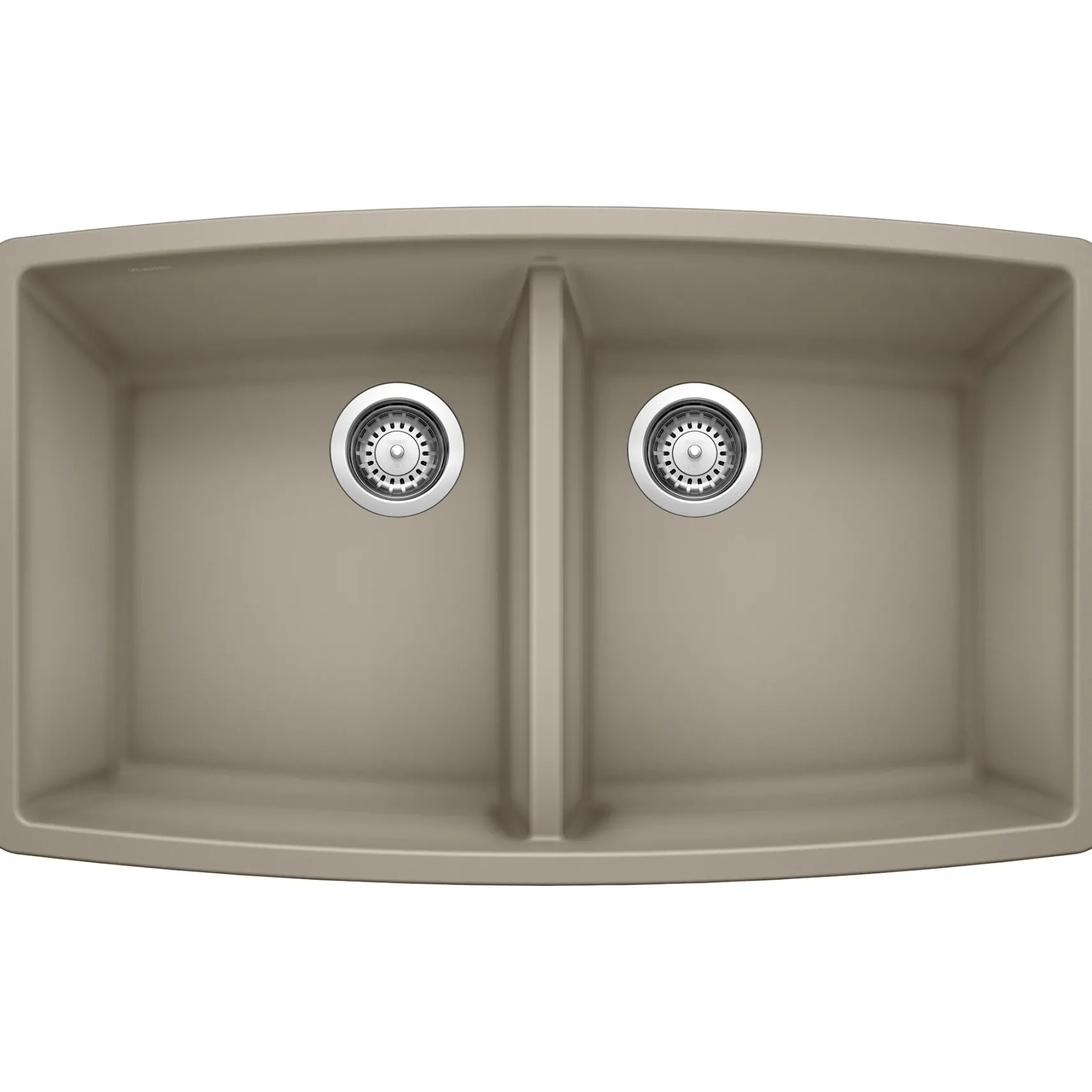 Blanco Performa 33" Undermount Granite Composite Kitchen Sink, Silgranit, 50/50 Double Bowl, Truffle, 441290