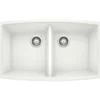 Blanco Performa 33" Undermount Granite Composite Kitchen Sink, Silgranit, 50/50 Double Bowl, White, 440071