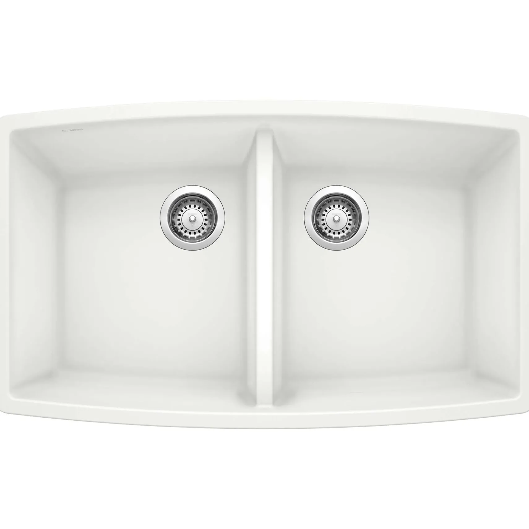 Blanco Performa 33" Undermount Granite Composite Kitchen Sink, Silgranit, 50/50 Double Bowl, White, 440071