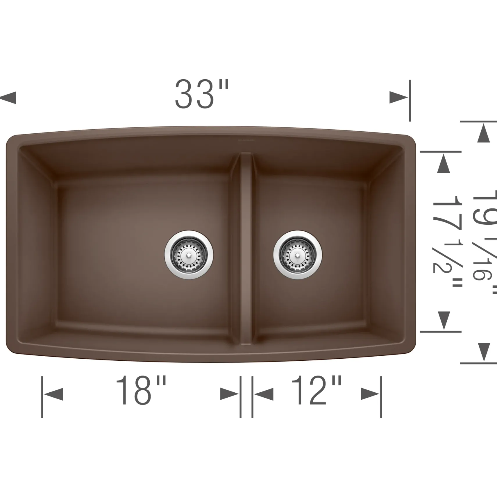 Blanco Performa 33" Undermount Granite Composite Kitchen Sink, Silgranit, 60/40 Double Bowl, Cafe, 441313