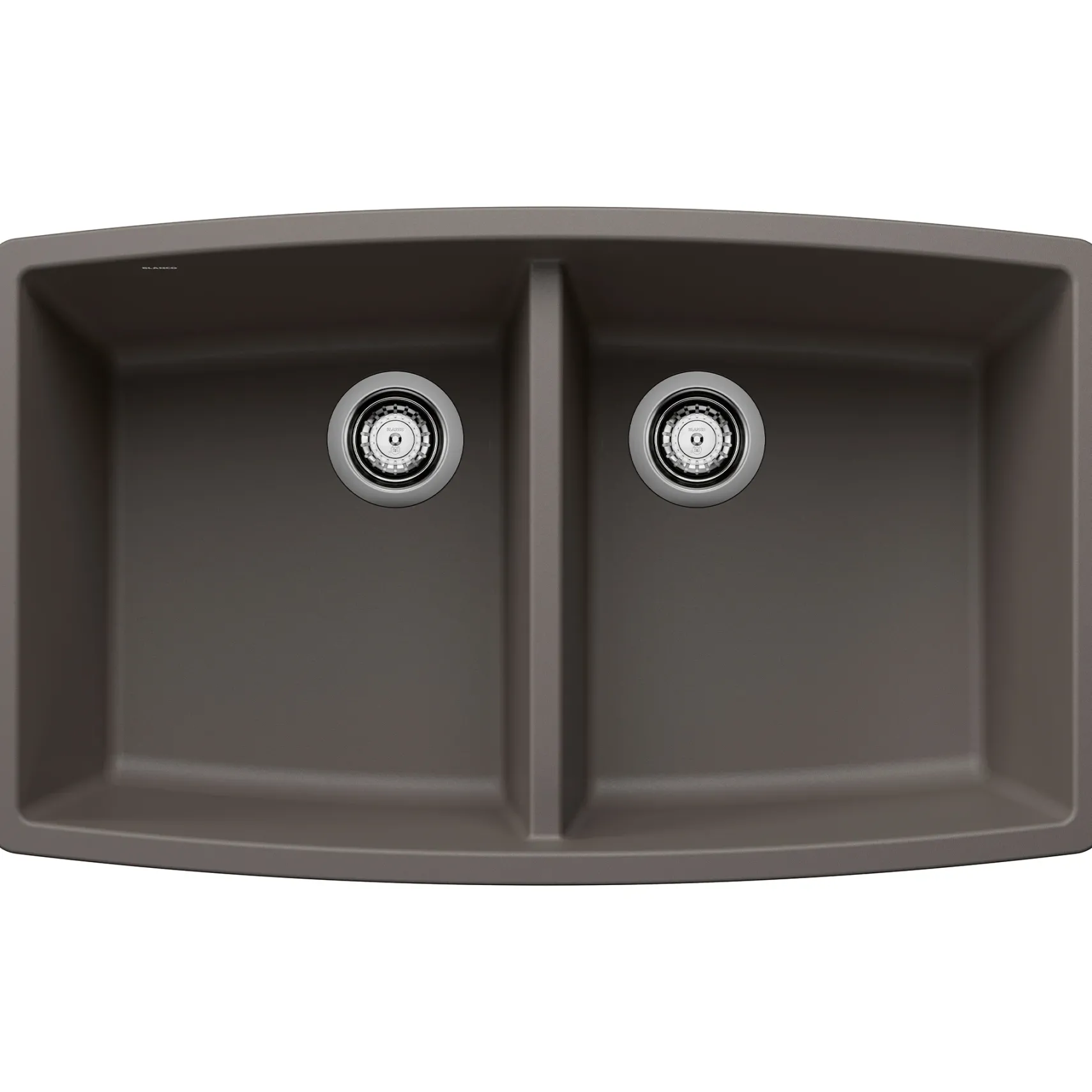 Blanco Performa 33" Undermount Silgranit Kitchen Sink, 50/50 Double Bowl, Volcano Gray, No Faucet Hole, 443123