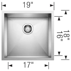 Blanco Precision 19" Undermount Stainless Steel Kitchen Sink, 18 Gauge, Satin Polish, 516209