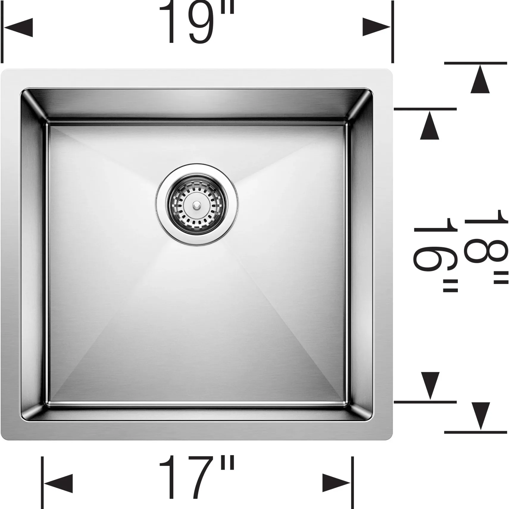 Blanco Precision 19" Undermount Stainless Steel Kitchen Sink, 18 Gauge, Satin Polish, 516224