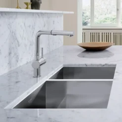 Blanco Precision 33" Undermount Stainless Steel Kitchen Sink, 60/40 Double Bowl, 18 Gauge, Satin Polish, 515821