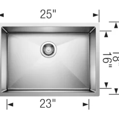 Blanco Precision 25" Undermount Stainless Steel Kitchen Sink, 18 Gauge, Satin Polish, 515822